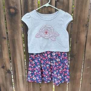 GYMBOREE | Girls Gray Pink & Blue Floral Dress 10